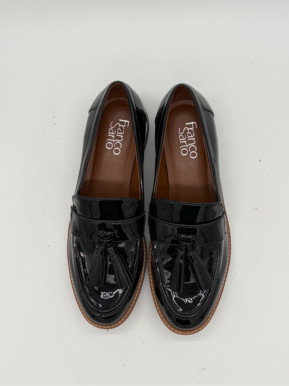 Franco Sarto Black Patent Tassel Penny Loafers New Without Box - Picture 3 of 8